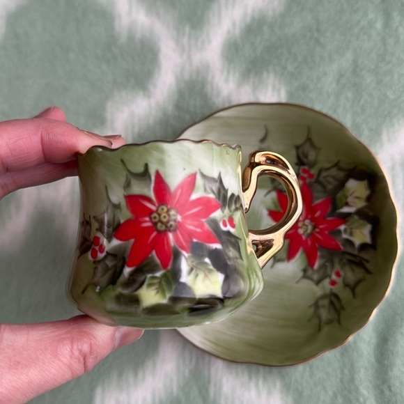 Vintage Lefton England hand painted bone china cup and saucer - Picture 6 of 9